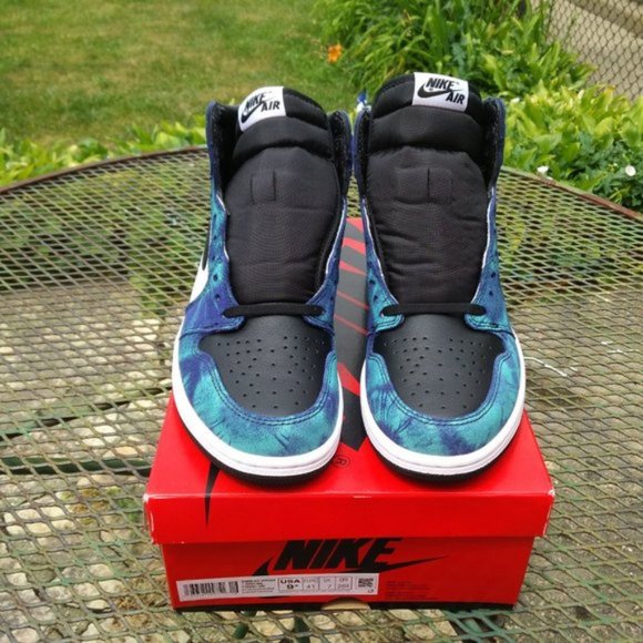 Nike Air Jordan 1 High Tie Dye Blue Sneakers - Women's 8 & Women's 9 Shoes - Picture 5 of 16